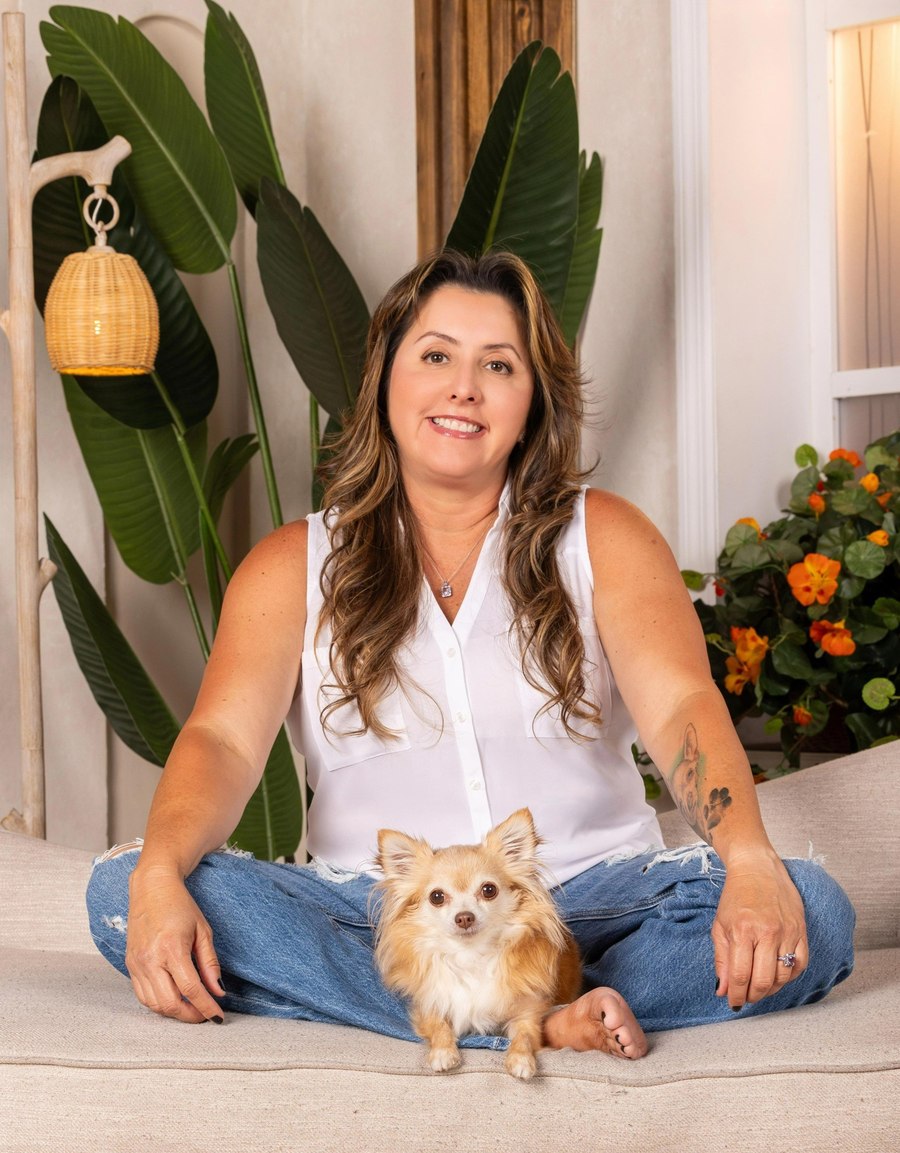 Kat Neuwirth, owner of Kat Walking Dogs, with Mochi her Chihuahua in Hollywood FL